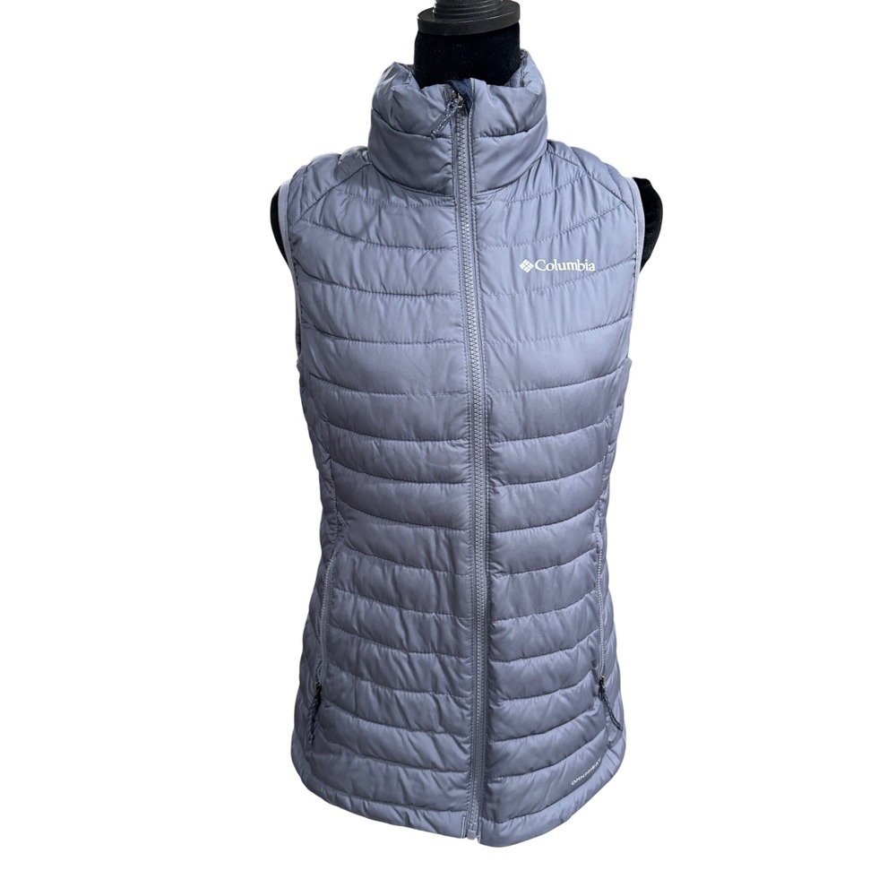 Columbia Womens Omni-Heat Puffer Vest Gray Full Zip Insulated XK0688 Size S
